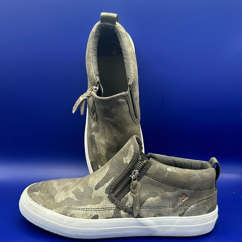Sperry Women's Crest Lug Zone Sneakers Shoes Suede Olive Camouflage Size 9.5